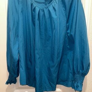 SHEIN Teal Blouse with Gathered Sleeves